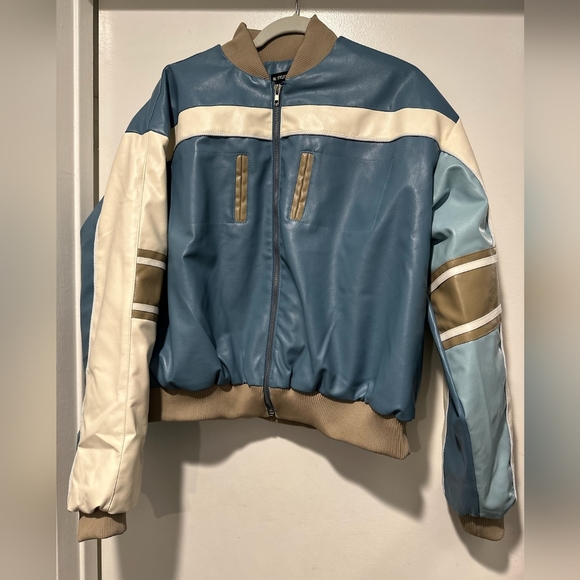 NWT Tall Baby Blue Oversized Padded Baseball Bomber Blue Size 8 USA - Picture 5 of 14